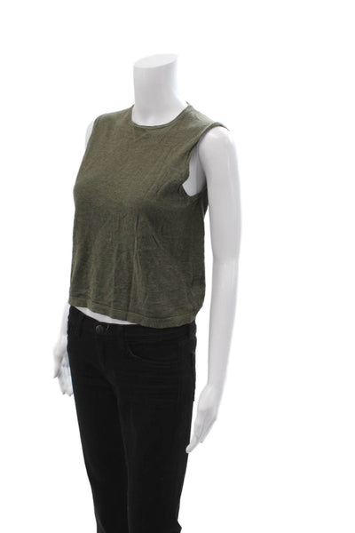 360 Sweater Womens Cropped Cotton Crew Neck Tank Green Size S
