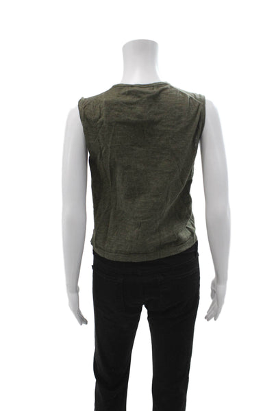 360 Sweater Womens Cropped Cotton Crew Neck Tank Green Size S
