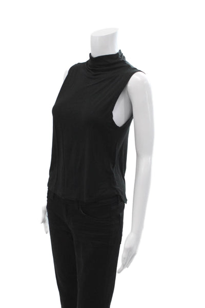 Babaton Women Black Mock Neck Sleeveless Basic Tank Rayon Spandex Size XS