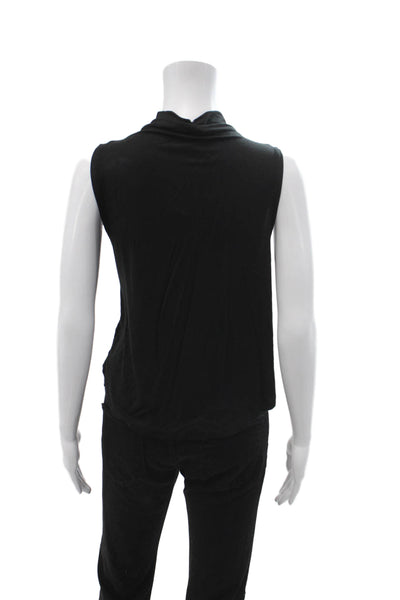 Babaton Women Black Mock Neck Sleeveless Basic Tank Rayon Spandex Size XS