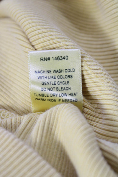 Amo Women Basic Sleeveless Solid Yellow Cotton Round Neck Tank Size S