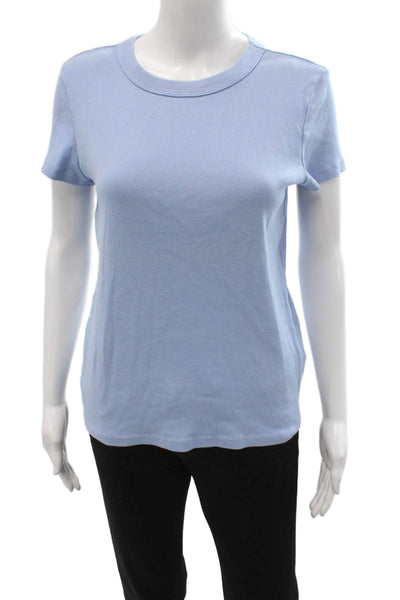 Michael Stars Women Light Blue Cotton Crewneck Short Sleeve Tee Size One Size