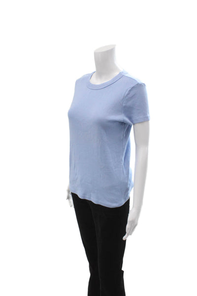 Michael Stars Women Light Blue Cotton Crewneck Short Sleeve Tee Size One Size