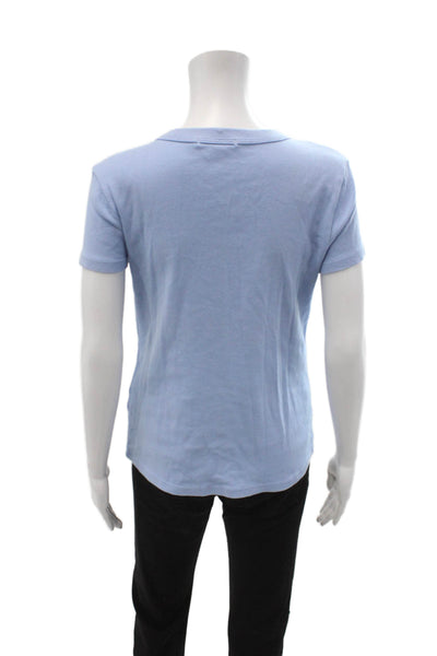 Michael Stars Women Light Blue Cotton Crewneck Short Sleeve Tee Size One Size