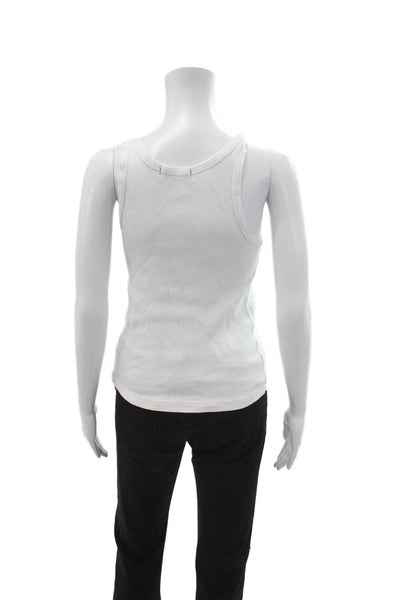 Amo Women Basic Sleeveless Solid Yellow Cotton Round Neck Tank Size S