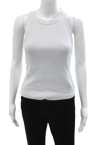 Amo Women Basic Sleeveless Solid Yellow Cotton Round Neck Tank Size S