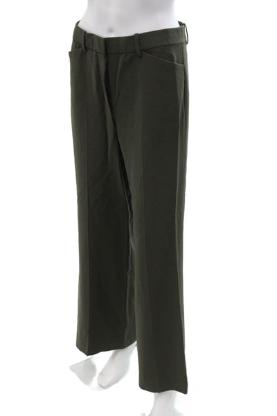 Theory Womens Dark Green Wide Leg Dress Pants Zipper Size 4
