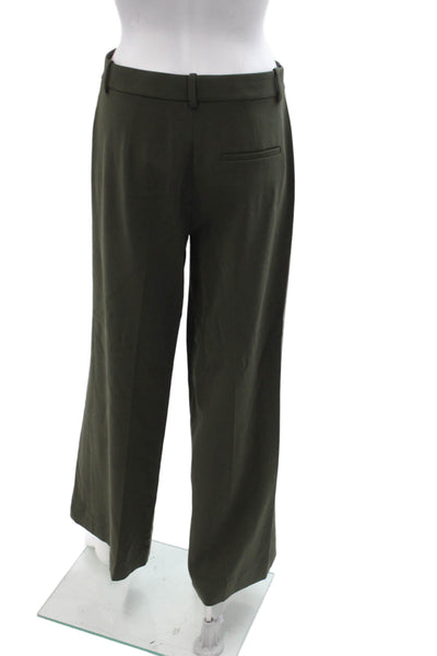Theory Womens Dark Green Wide Leg Dress Pants Zipper Size 4