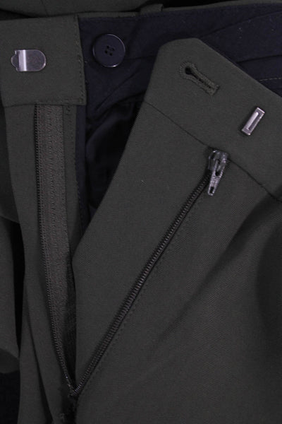 Theory Womens Dark Green Wide Leg Dress Pants Zipper Size 4