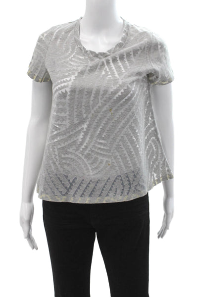 Bimba Y Lola Womens Gray Geometric Design Top Size XS