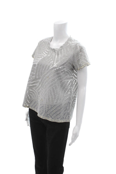 Bimba Y Lola Womens Gray Geometric Design Top Size XS