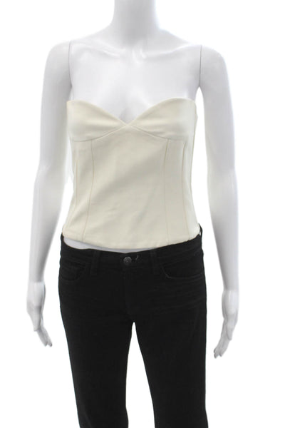Zara Womens Cropped Strapless Top White Zip Size XS