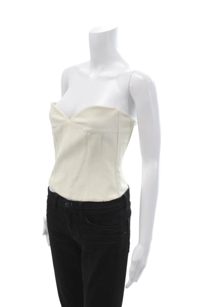 Zara Womens Cropped Strapless Top White Zip Size XS