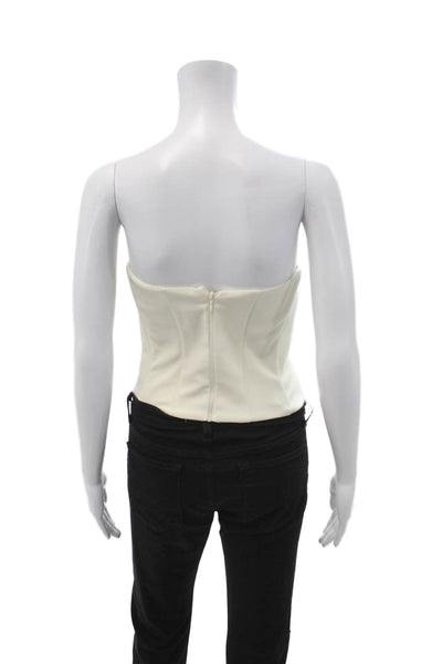 Zara Womens Cropped Strapless Top White Zip Size XS