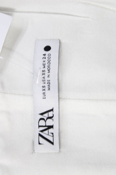 Zara Womens Cropped Strapless Top White Zip Size XS