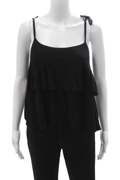 J Crew Women Camisole Black 100% Merino Wool Spaghetti Strap Size 2XS