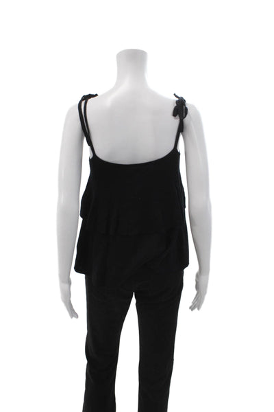 J Crew Women Camisole Black 100% Merino Wool Spaghetti Strap Size 2XS