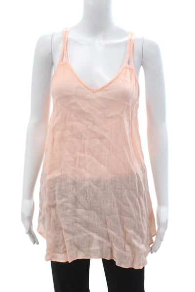Calypso Saint Barth Womens Pink Linen V-Neck Camisole Size S