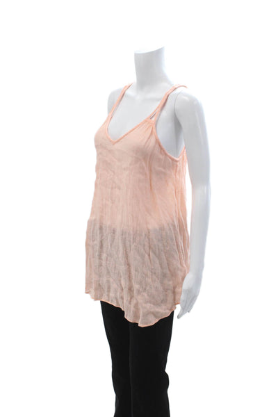 Calypso Saint Barth Womens Pink Linen V-Neck Camisole Size S