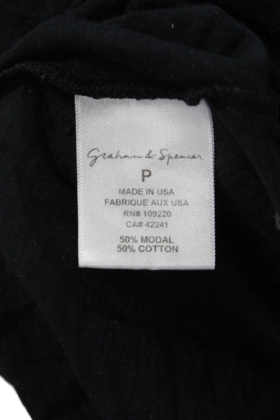 Graham & Spencer Womens Cropped Boat Neck Long Sleeve Black Top Size PP