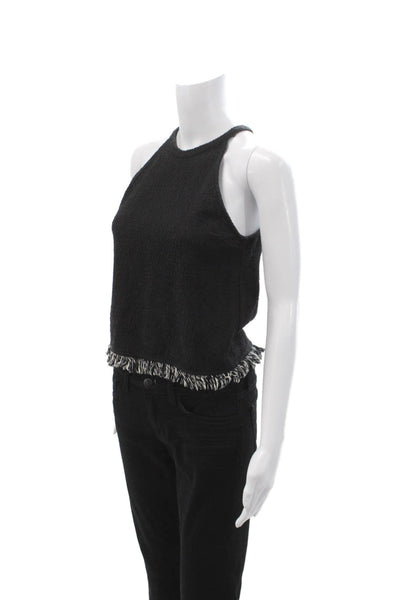 Graham & Spencer Womens Cropped Boat Neck Long Sleeve Black Top Size PP