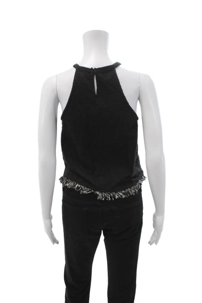 Zara Trafaluc Women Cropped High Neck Tank Black Button Size S