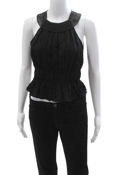 Zara Women Sleeveless High Neck Black Boho Top Size XS