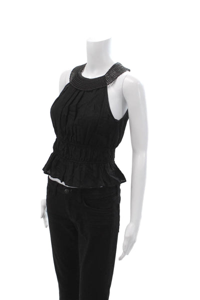 Zara Women Sleeveless High Neck Black Boho Top Size XS
