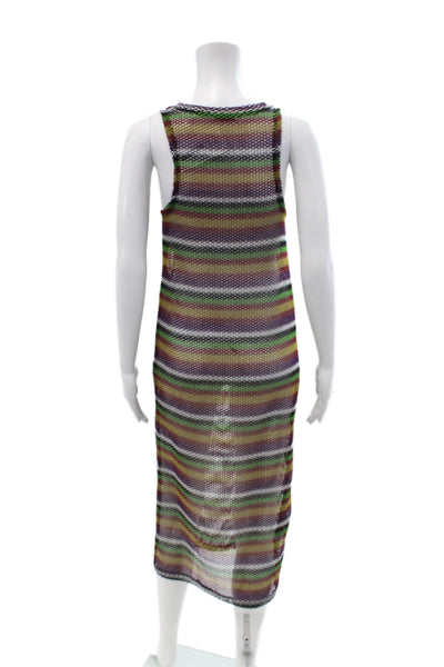 Zara Trafaluc Women Maxi Tank Dress Green Striped Sleeveless Size S