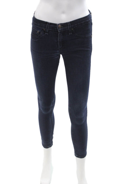 Rag & Bone Jean Womens Dark Blue Ankle Skinny Jeans Low Rise Size 25