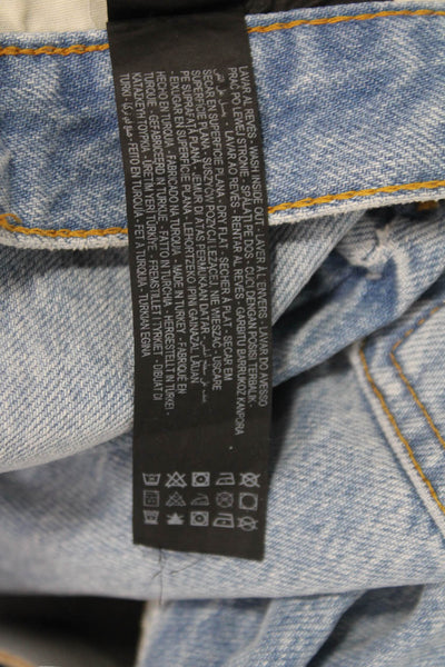 Zara Womens Boyfriend Cropped Jeans Light Blue Mid Rise Size 2