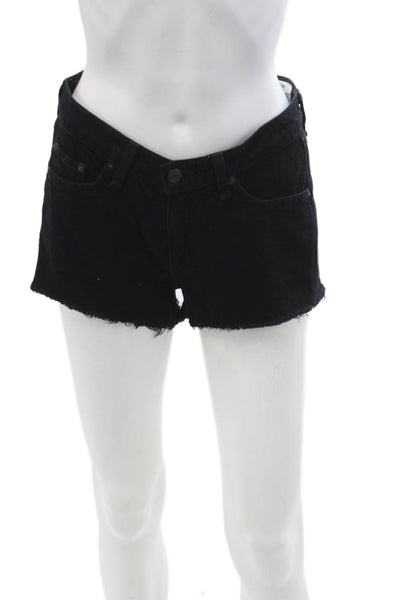 Rag & Bone Jean Unisex Black Cotton Grunge Button Shorts Size 25