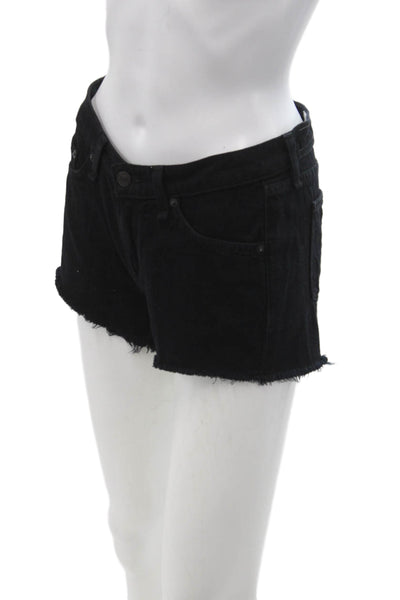 Rag & Bone Jean Unisex Black Cotton Grunge Button Shorts Size 25