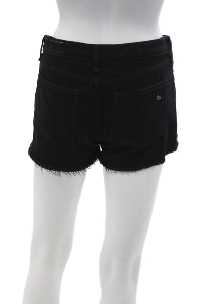 Rag & Bone Jean Unisex Black Cotton Grunge Button Shorts Size 25