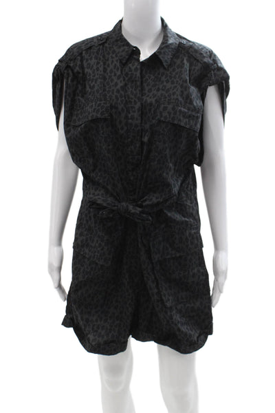 Unsubscribed Womens Black Collared Short Sleeve Jumpsuit 100% Cotton Size 8
