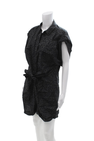 Unsubscribed Womens Black Collared Short Sleeve Jumpsuit 100% Cotton Size 8