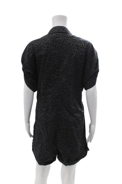 Unsubscribed Womens Black Collared Short Sleeve Jumpsuit 100% Cotton Size 8