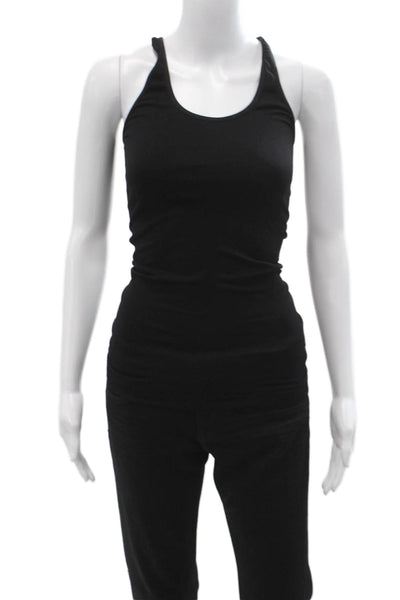 ALALA Womens Laser Cut Detail Scoop Neck Racerback Long Sleeve Top Black Size XS