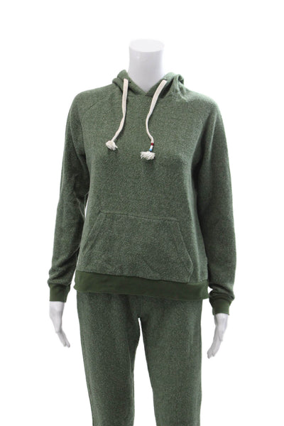 SOL ANGELES Unisex Pullover Hoodie Green Cotton Drawstring Solid Fall Size XS