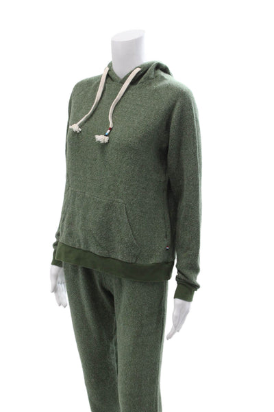 SOL ANGELES Unisex Pullover Hoodie Green Cotton Drawstring Solid Fall Size XS