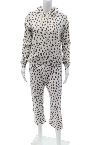 SOL ANGELES Womens Pullover Hoodie White Animal Dog Print Long Sleeve Size XS