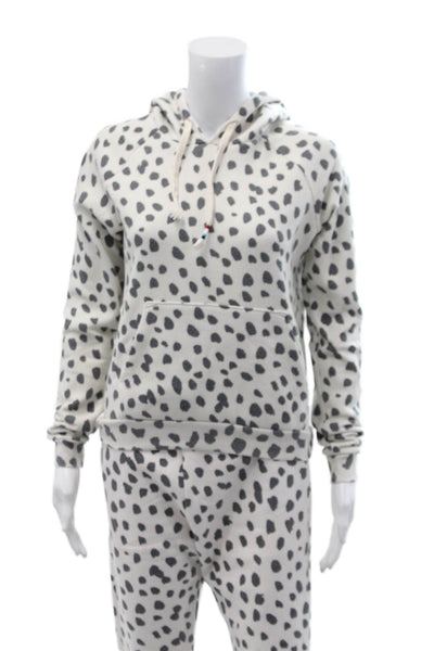 SOL ANGELES Womens Pullover Hoodie White Animal Dog Print Long Sleeve Size XS
