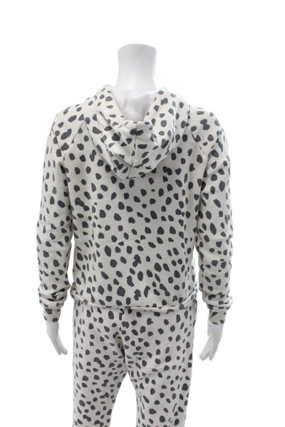 SOL ANGELES Womens Pullover Hoodie White Animal Dog Print Long Sleeve Size XS
