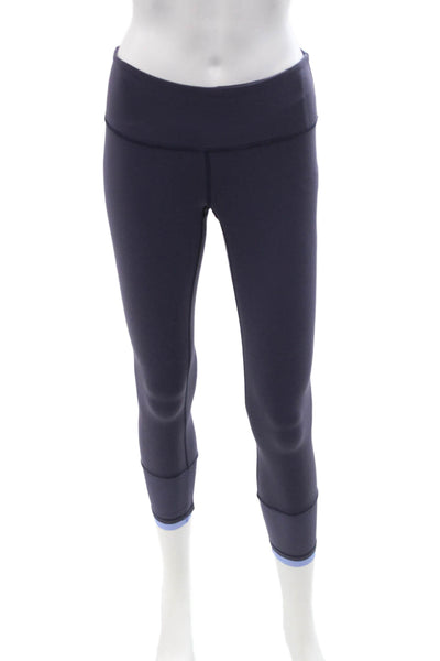 Lululemon Womens Cropped Dark Blue Nylon Blend Leggings Size 4