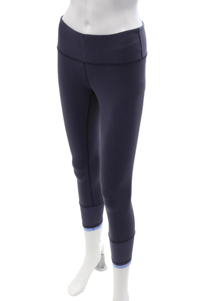 Lululemon Womens Cropped Dark Blue Nylon Blend Leggings Size 4