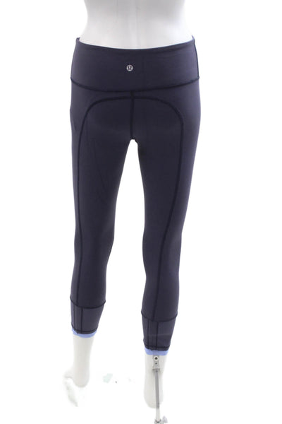 Lululemon Womens Cropped Dark Blue Nylon Blend Leggings Size 4