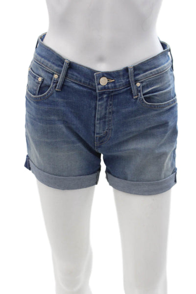 Mother Unisex Shorts Blue Cotton Blend Button Beach Size 24