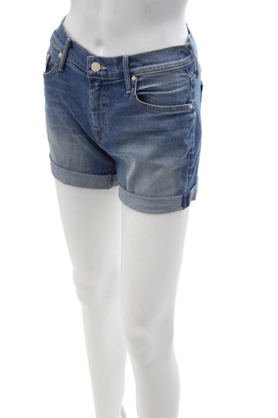Mother Unisex Shorts Blue Cotton Blend Button Beach Size 24