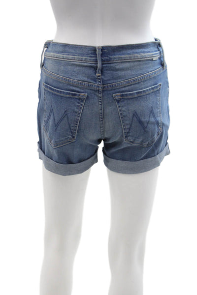 Mother Unisex Shorts Blue Cotton Blend Button Beach Size 24
