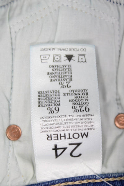 Mother Unisex Shorts Blue Cotton Blend Button Beach Size 24